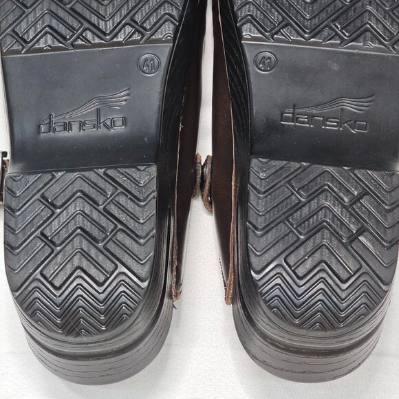 Dansko Merrie Brown Leather Laser Cut Comfort Clogs Mules Women's Size 41 - Picture 11 of 12